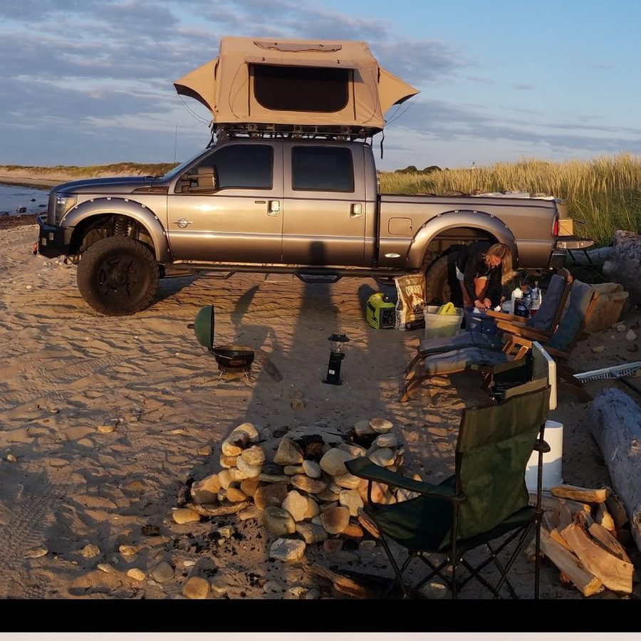 Camp set up on the beach